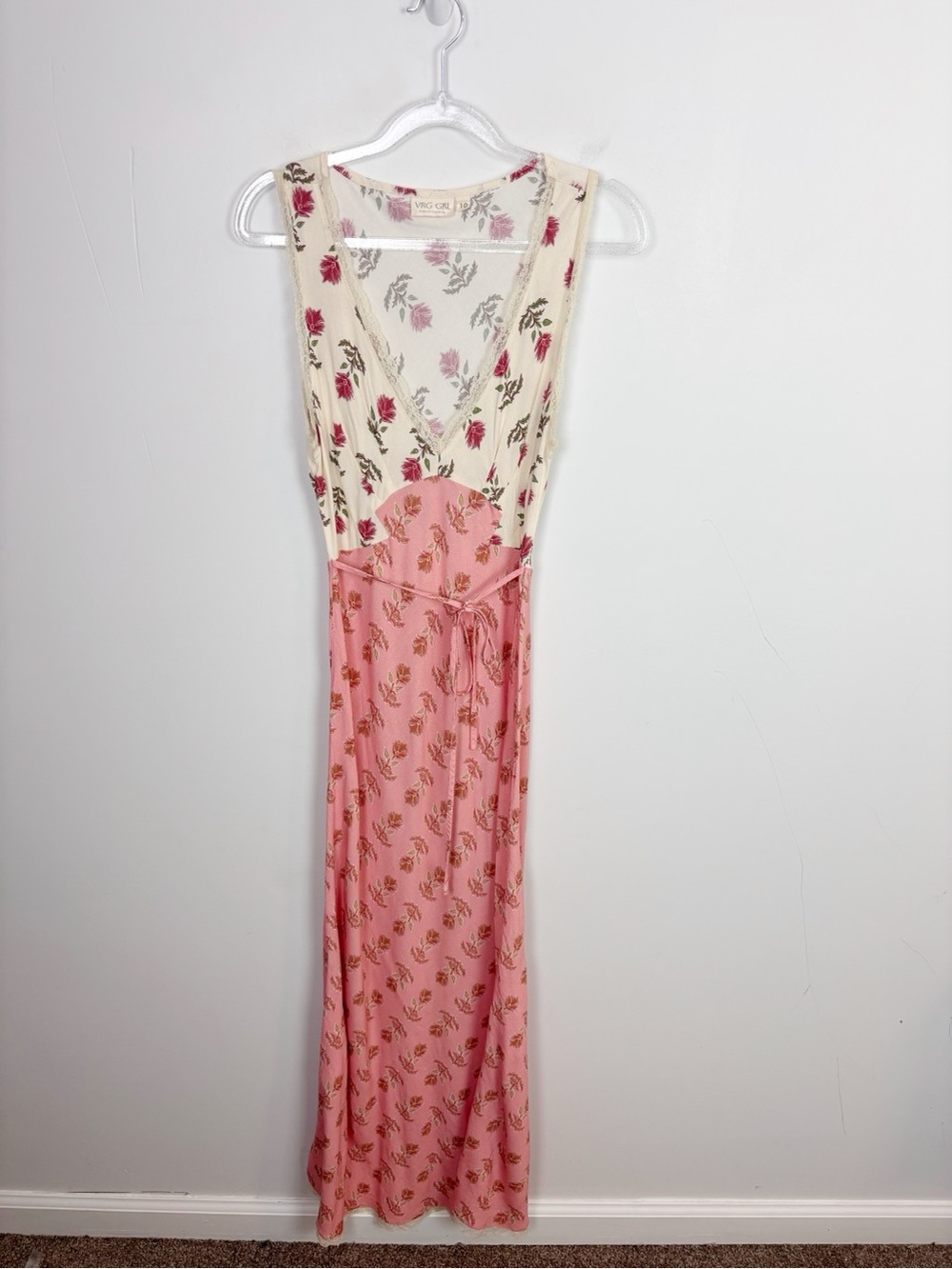 VRG GRL Novella Bias Cut Boheme Floral Lace Trim Dress Size 10 - Picture 2 of 11
